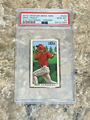 2010 Tristar Obak Mini 31st National Promo Mike Trout RC #N28 LA Angels PSA 10 - Image 1 of 2