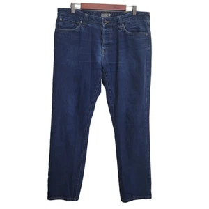 LL Bean Mens Signature Slim Straight Fit Jeans 36x32 Dark Wash Blue Button Fly - Picture 1 of 8
