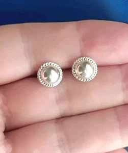 Ericks Sterling Silber 10 mm Größe Halbperlen Ohrringe Taxco.925 - Bild 1 von 8