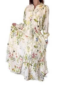VESTIDO H&M XXL BLOGGER COTTAGE CORE MIDI MAXI CREMA FLORAL GRAN TAMAÑO ROMÁNTICO - Imagen 1 de 12
