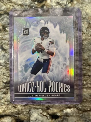 2021 Panini Optic Justin Fields Silver Prizm White-Hot Rookie RC Bears #WHR-2 - Image 1 of 2