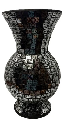 DecorShore?? Декоративная мозаичная ваза — высокий домашний декор с геометрическим узором из металла - Изображение 1 из 4