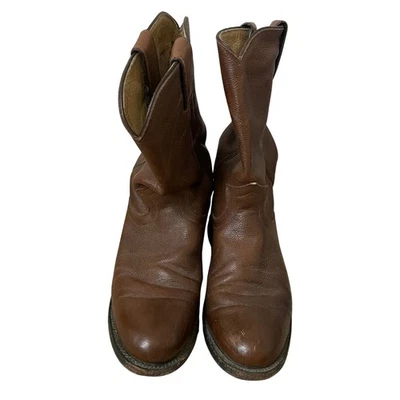 Justin Boots Mens 6.5 Womens 8 Brown Corona Classic Roper Western Cowboy Leather - Image 1 of 4