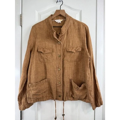 C & C California Women's Brown 100% Linen Utility Jacket Size L Large - Image 1 of 4