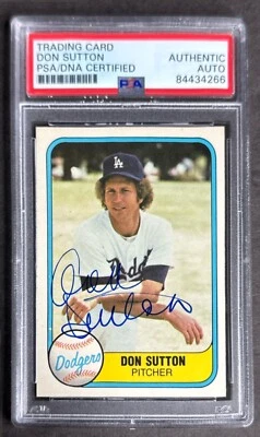 Don Sutton Signed 1981 Fleer Card #112 Slabbed PSA 84434266 - Image 1 of 2