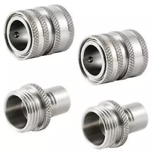 Stainless Steel Garden Hose Quick Connect Set,Water Hose Fitting,3/4Inch Fitting - Picture 1 of 8