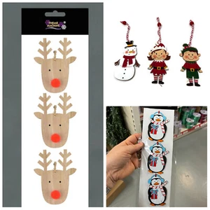 3 Wooden Hanging Decoration Christmas Decorations Crafts, choose style - Picture 1 of 4