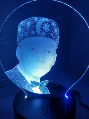 Elijah Muhammad 3D Photo Lamp Messenger of Allah Acrylic Plate RGB 7 Color Light - Image 1 of 4