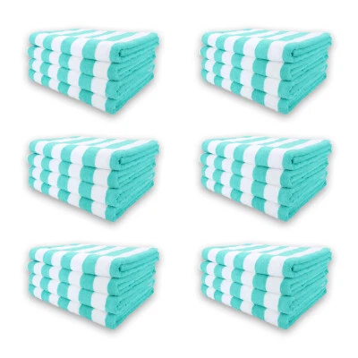 Paquetes de 4 toallas de playa Cabana - 30 x 70 toallas de piscina de algodón a rayas extra grandes Foto 1 de 4