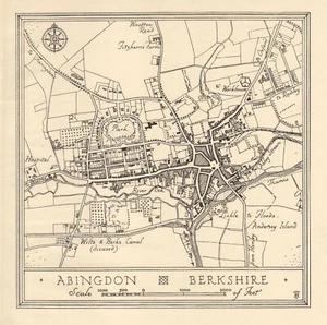 Town plan of ABINGDON, Oxfordshire. Thames Valley 1929 old vintage map chart - Picture 1 of 2