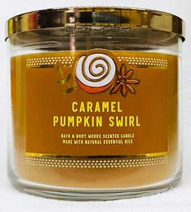 1 Bath & Body Works CARAMEL PUMPKIN SWIRL Large 3-Wick Scented Candle 14.5 oz - Picture 1 of 2
