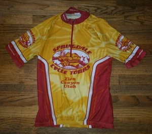 NICE Springdale Cycle Tours Ladies Cycling Jersey Womens Red Yellow L Sugoi - Picture 1 of 5