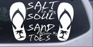 Salt Soul Flip Flops Palm Tree Car or Truck Window Laptop Decal Sticker - Picture 1 of 32