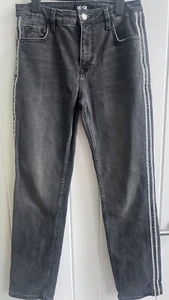 Jeans ME+EM W26 L29 grigio nero vita alta righe laterali dritte slim fit denim - Foto 1 di 7