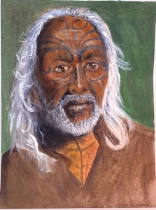 Shaman Acrylic on Paper Original Art Painting Beata Ulikowska Signed - Picture 1 of 8