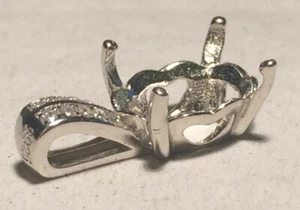 Solid Sterling Silver Pendant Blanks - For Cabochon & Faceted Stones 10 x 8 mm - Picture 1 of 17