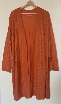 Женщина в пределах 1 X 22/24 длинным рукавом кабель трикотажа оранжевый открытый карман свитер - Изображение 1 из 4