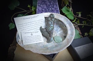 Clay Goddess Fortuna Luck Aventurine Aquamarine Wicca Pagan Altar Yule Gift - Picture 1 of 8