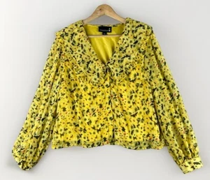 Top vintage Broadway 38 para mujer talla XL amarillo floral puro forrado puritano - Imagen 1 de 7