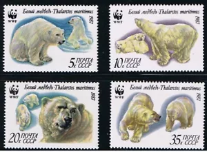 OSO POLAR = juego completo de 4 sellos = Rusia 1987 Sc 5541-44 MNH - Imagen 1 de 1