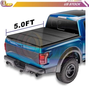TRI-FOLD FRP SOLID HARD TONNEAU COVER FOR 2016-2022 TOYOTA TACOMA 5FT HORRT BED - Picture 1 of 19