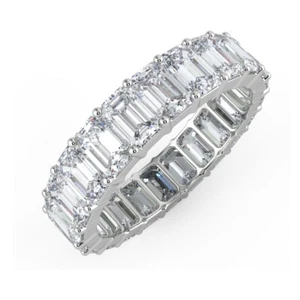 D-F/VVS 5.50 Ct Natural Emerald Cut Diamond Full Eternity Ring Platinum For Her - Picture 1 of 9