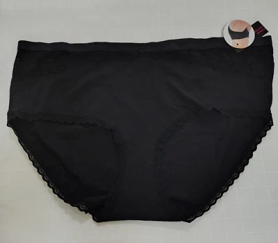Bragas para mujer talla XXL/2xg encaje inserción algodón hipster hollín negro Foto 1 de 4
