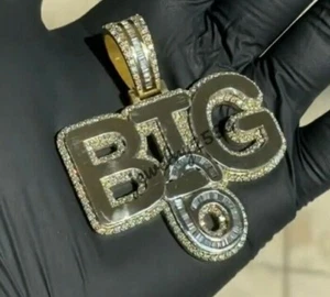 3 Ct Baguette Cubic Zirconia Men's Custom BIG 6 Number Pendant 925 Silver - Picture 1 of 7