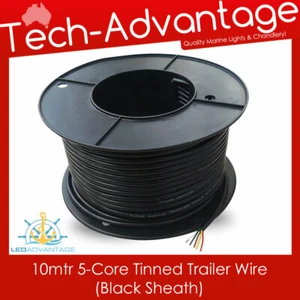 10 mtr x 5-Core 6A Tinned Copper Trailer Wire Wiring - Marine/Boat/LED - Black - Picture 1 of 2