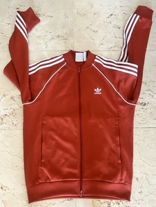 Men's ADIDAS Designer Zip-Up JACKET, Slim Athletic Fit in Red - UK size MEDIUM - Picture 1 of 10