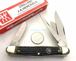 Zwilling J.A. Henckels Solingen Germany RARE 4Blades Stockman Green Knife HK25GP - Picture 1 of 5