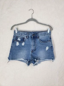Denim Colab Women Short 28 Blue 100% Cotton Distressed Cut Off Bermuda Denim - Picture 1 of 19