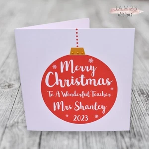 Personalised Teacher Christmas Card Childminder Carer Teaching Assistant - Picture 1 of 9
