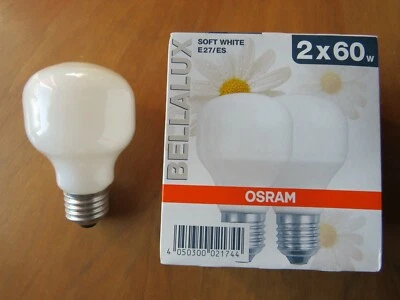 ¡NUEVO 2! RARO REGULABLE OSRAM BELLALUX BELLA T60 SIL 60W E27 ÓPALO BLANCO SUAVE T55 - Imagen 1 de 4