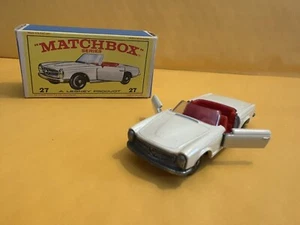 Vintage 1966 Matchbox Lesney Mercedes 230SL White #27 Doors Open w/ Original Box - Picture 1 of 14