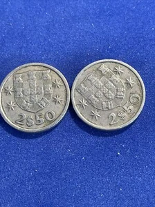 LOT OF 2 1984 & 1976 Portugal Republica Portuguesa 2$50 Coins, 2.5 Escudos (L) - Picture 1 of 2
