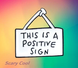 New This Is A Positive Sign Gothic Punk Brooch Retro Pin - Picture 1 of 5