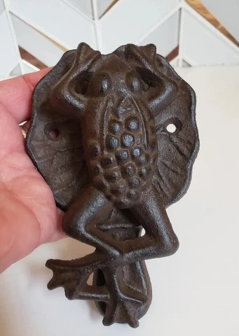 Vintage Cast Iron Frog on Lily Pad Door Knocker - 5.50” tall x 3.5” wide CUTE Cover