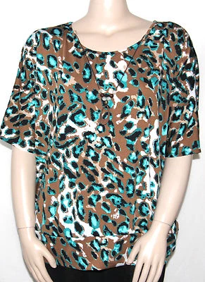 NEW Elementz Plus 3X Dolman Sleeve Scoop Neck Tunic w/ Removable Necklace MULTI - Image 1 of 4