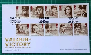 2025 Valour & Victory Set of 10 on FDC London Flag Postmarks - Picture 1 of 2