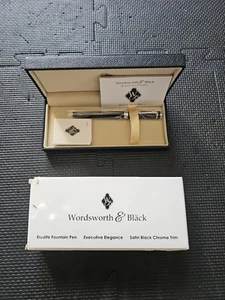 Wordsworth & Black Erudite Fountain Pen Executive Elegance Black and Chrome - Picture 1 of 4