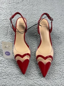 A New Day Zapatos Mujer Talla 6.5 Eleanor Corazón Gatito Tacones Correa Transparente Elegante - Imagen 1 de 7