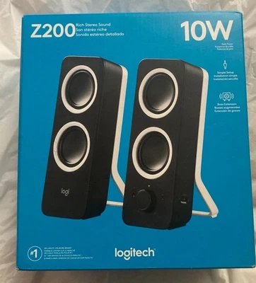 Logitech Z200 10W Multimedia Speakers with Stereo Sound, Pair - Black NEW - Image 1 of 3