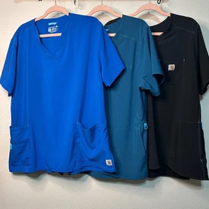 Lot Of 3 CARHARTT Scrub Tops Women Size 2XL Modern Fit Force EUC 4191 - Picture 1 of 11