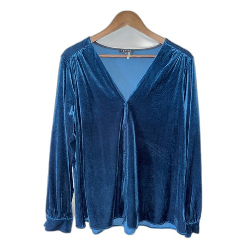 1.STATE Teal Blue Velvet Button-Front V-Neck Top 1X | eBay