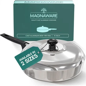 Sartén de aluminio fundido con tapa 10 pulgadas - Sartén profunda segura para horno con tapa... - Imagen 1 de 8