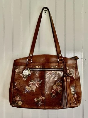 Patricia Nash Signature Poppy Leather Tote Bag Purse English Garden Map Print - Image 1 of 4