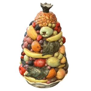 Centrotavola vintage frutta topiaria fatto a mano ceramica 1965 MCM PULITO🔥 - Foto 1 di 22