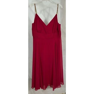 Donna Morgan Red Cocktail Dress with Beaded Straps, Size 16 - Picture 1 of 6