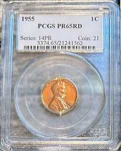 1955 Lincoln Cent PCGS PR 65RD - Picture 1 of 2